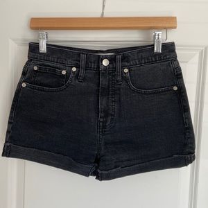 SOLD Madewell faded black denim shorts